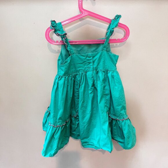 Girls Cupcakes And Cashmere Embroidered Floral Dress 4T Green Cotton & Polyester - Picture 3 of 6